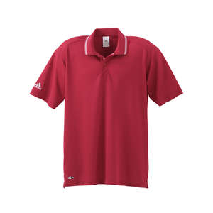 Adidas Mens Athletic Short-Sleeve Polo - Dark/All Red, University/White