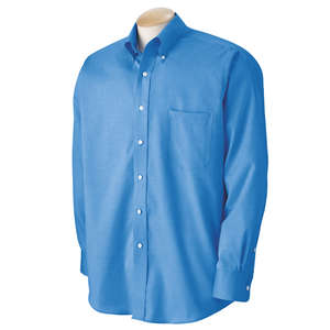 Van Heusen Mens True Wrinkle Free 80/2 Cotton Pinpoint Oxford - Dark/All Blue, French