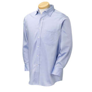 Van Heusen Mens True Wrinkle Free 80/2 Cotton Pinpoint Oxford - Dark/All Blue, Ice