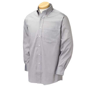 Van Heusen Mens True Wrinkle Free 80/2 Cotton Pinpoint Oxford - Dark/All Gray, French