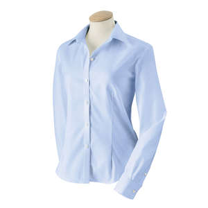 Van Heusen Womens True Wrinkle Free 80/2 Cotton Pinpoint Oxford - Dark/All Blue, Mist