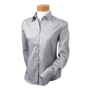 Van Heusen Womens True Wrinkle Free 80/2 Cotton Pinpoint Oxford - Dark/All Gray, French