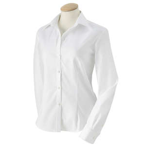 Van Heusen Womens True Wrinkle Free 80/2 Cotton Pinpoint Oxford - Dark/All White