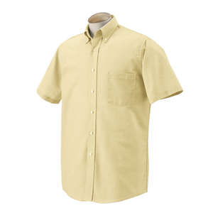 Van Heusen Mens Short Sleeve Wrinkle Resistant Oxford - Light/Heather Yellow
