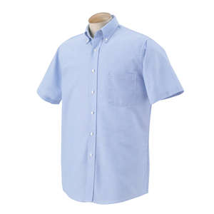 Van Heusen Mens Short Sleeve Wrinkle Resistant Oxford - Light/Heather Blue, Light