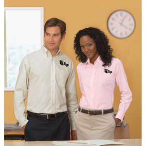 Harriton Mens Oxford With Stain Release - Dark/All