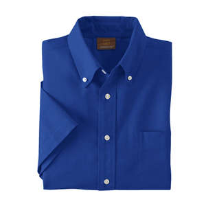 Harriton Short Sleeve Oxford With Stain Release - Dark/All Blue, French