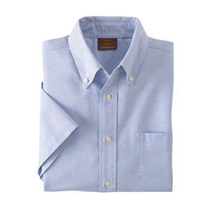 Harriton Short Sleeve Oxford With Stain Release - Dark/All Blue, Light
