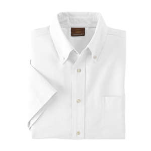 Harriton Short Sleeve Oxford With Stain Release - Dark/All White