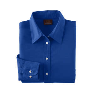 Harriton Womens Oxford with Stain Release - Dark/All Blue, French