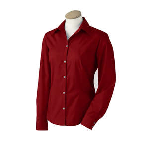 Van Heusen Womens Solid Silky Poplin - Dark/All Red, Cardinal