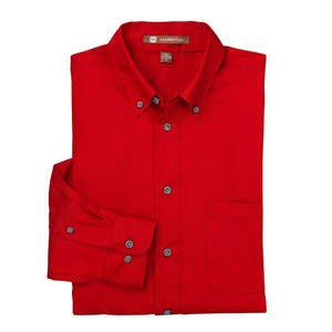 Harriton Mens Twill With Stain Release - Dark/All Red
