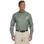 Logo Men's Dress Shirts - Harriton Mens Twill With Stain Release - Dark/All