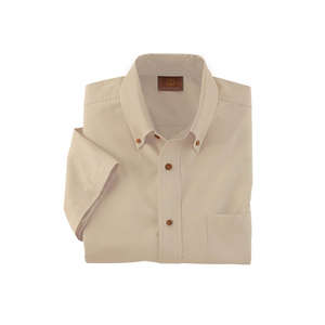 Harriton Short Sleeve Twill with Stain Release - Dark/All Stone
