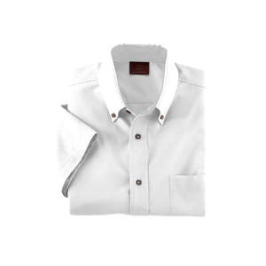 Harriton Short Sleeve Twill with Stain Release - Dark/All White