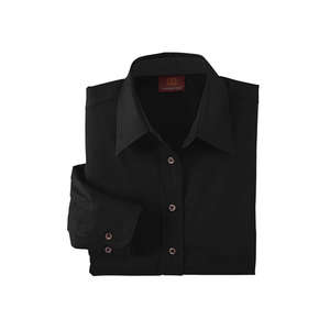 Harriton Womens Twill with Stain Release - Dark/All Black
