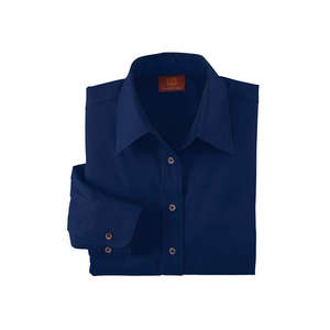 Harriton Womens Twill with Stain Release - Dark/All Blue, Navy