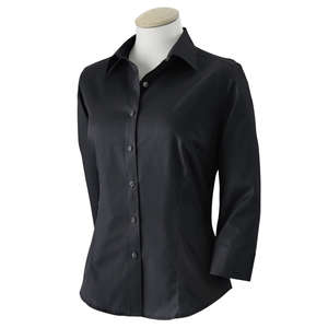 Van Heusen Womens Long Sleeve Dress Twill - Dark/All Black