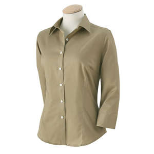 Van Heusen Womens Long Sleeve Dress Twill - Dark/All Khaki