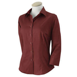 Van Heusen Womens Long Sleeve Dress Twill - Dark/All Scarlet