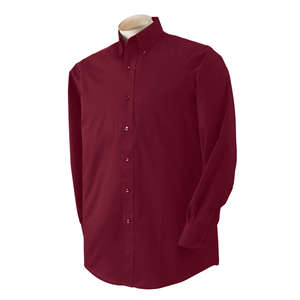 Van Heusen Mens Long Sleeve Dress Twill - Dark/All Red, Bordeaux
