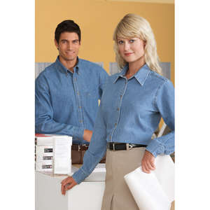 Harriton Womens Denim Shirt - Dark/All