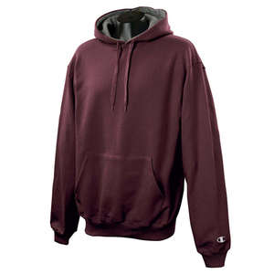 Champion 9.7 oz Cotton Max Color Block Raglan Hood - Dark/Color Maroon/Granite, Heathered