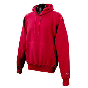 Champion 12 oz Reverse Weave Hooded Fleece - Dark/Color Scarlet