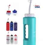 Logo Water Bottles - Grip Bottle with Flexible Straw - 32 oz.