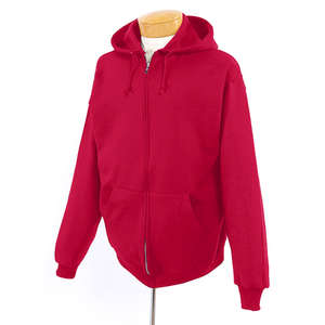 Jerzees 8 oz 50/50 Nublend Full Zip Hood - Dark/Color Red