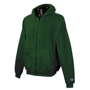 Champion 9 oz 50/50 Full Zip Hooded Fleece - Dark/Color Green, Forest