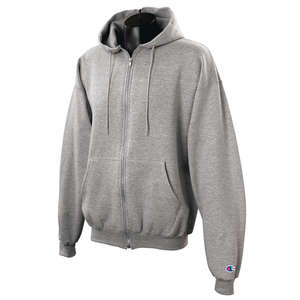 Champion 9 oz 50/50 Full Zip Hooded Fleece - Light/Heather Gray, Ash