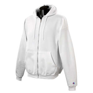 Champion 9 oz 50/50 Full Zip Hooded Fleece - White/Neutral
