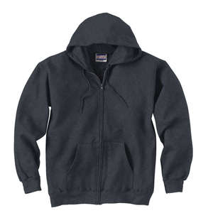 Hanes 10 oz 90/10 Ultimate Cotton Printpro Full Zip Hood - Dark/Color Charcoal, Heathered