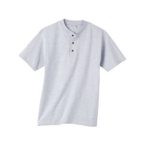 Anvil Cotton Deluxe Short Sleeve Henley - Light/Heather Gray, Ash