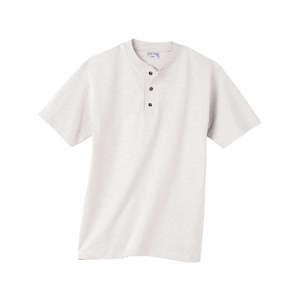 Anvil Cotton Deluxe Short Sleeve Henley - White/Neutral White
