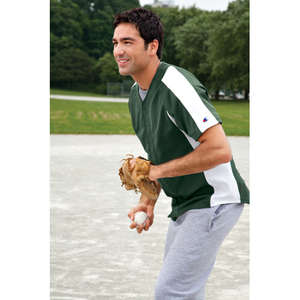 Champion Pieced Mesh Button-Front Baseball Jersey - Dark/All