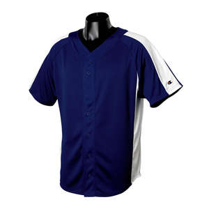 Champion Pieced Mesh Button-Front Baseball Jersey - Dark/All Blue, Navy/White
