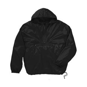 Harriton Packable Nylon Jacket - Dark/All Black