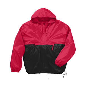 Harriton Packable Nylon Jacket - Dark/All Red/Black