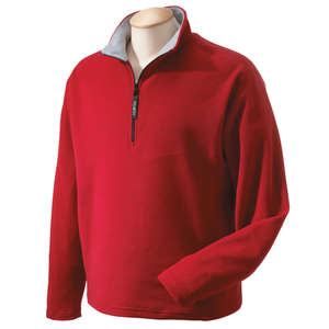 Chestnut Hill Mens Quarter-Zip Micro 100 Lightweight Fleece Jacket - Dark/All Red, Cherry/Steel, Stainless