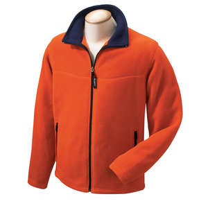 Chestnut Hill Unisex Polartec Full-Zip Microfleece Jacket - Dark/All Orange Juice/Blue, True Navy