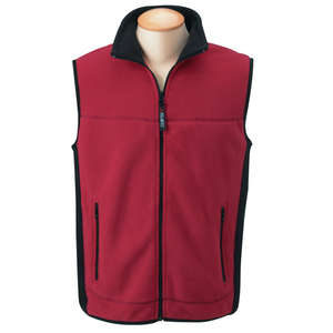 Chestnut Hill Unisex Polartec Full-Zip Microfleece Vest - Dark/All Red, Cherry/Black