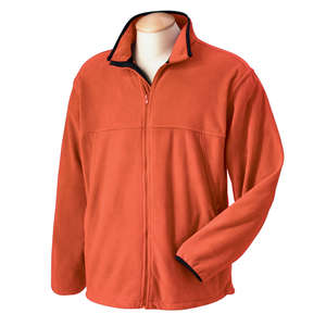 Chestnut Hill Mens Microfleece Full-Zip Jacket - Dark/All Orange, Sienna