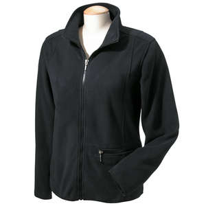 Chestnut Hill Womens Microfleece Full-Zip Jacket - Dark/All Black