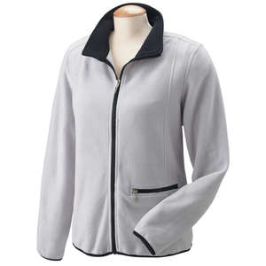 Chestnut Hill Womens Microfleece Full-Zip Jacket - Dark/All Silver, Gray