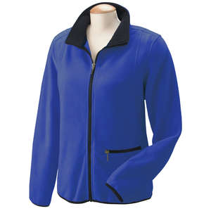 Chestnut Hill Womens Microfleece Full-Zip Jacket - Dark/All Blue, True Royal