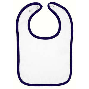Rabbit Skins Infant Snap Bib - Dark/All White/Blue, Navy