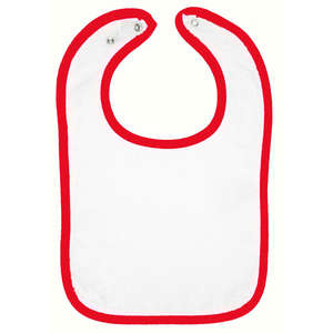Rabbit Skins Infant Snap Bib - Dark/All White/Red