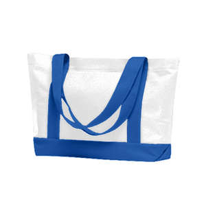 Harriton Contrast Handle Tote Bag - Dark/All White/Blue, Royal